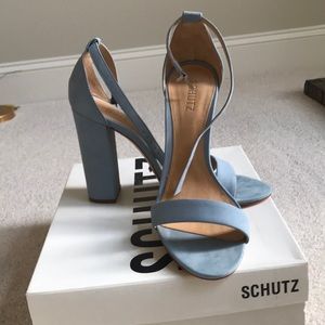 Schutz baby blue strap heels